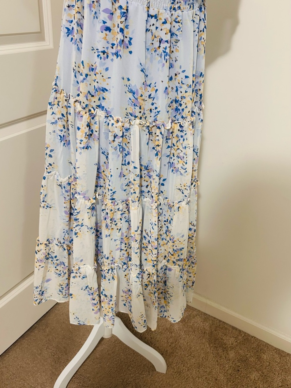 1. State Light Blue Floral Off Shoulder Maxi Dress - Picture 7 of 9